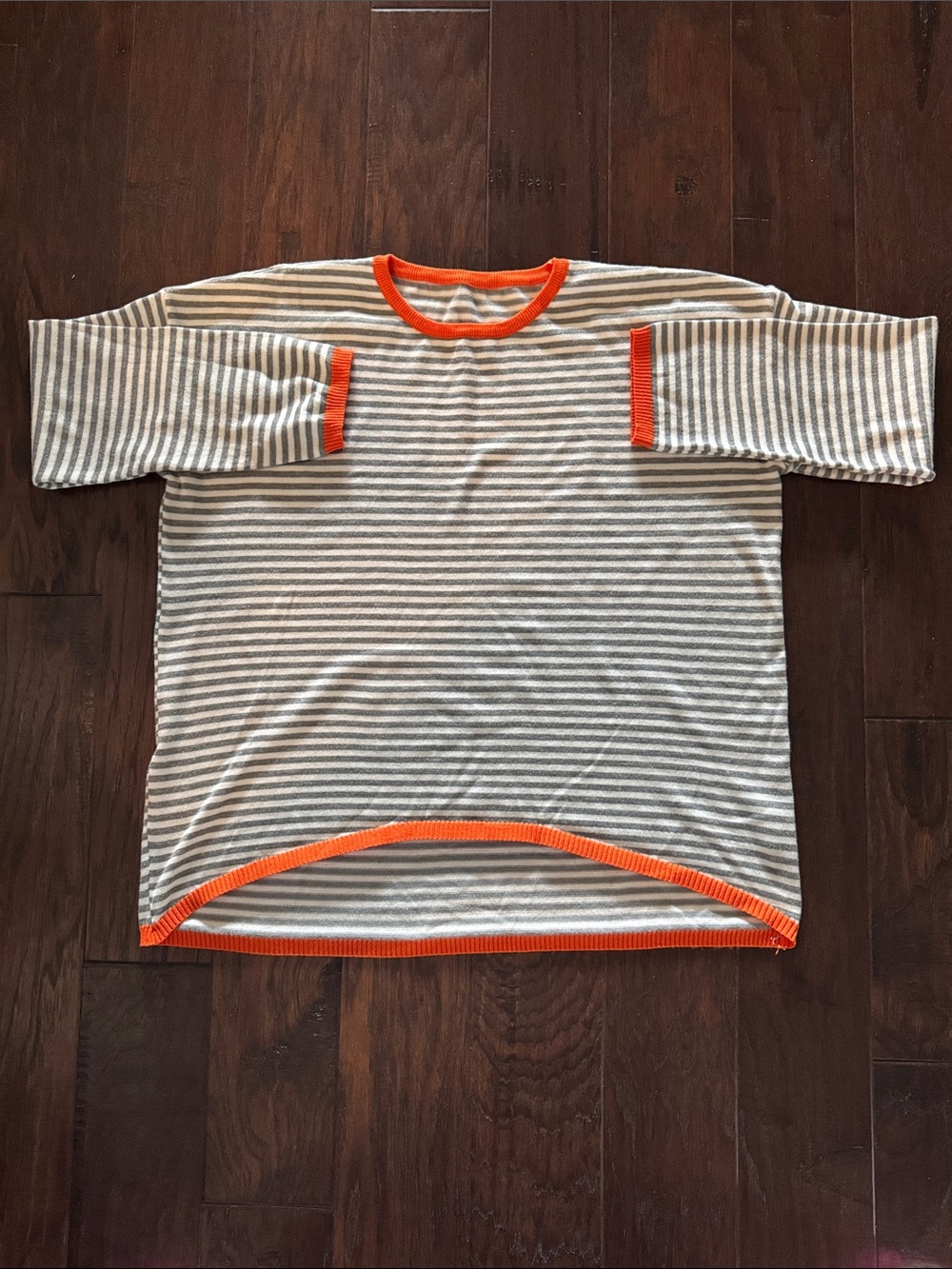 Sweater Women's XL Striped Long Sleeve with Orange Trim
